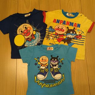 アンパンマン(アンパンマン)の【極美品】アンパンマン　Tシャツ　３枚セット　青系　黄色　洗替　保育園(Ｔシャツ)