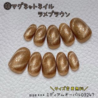 ㊽ネイルチップ ハンドメイド マグネット ラメブラウン(つけ爪/ネイルチップ)