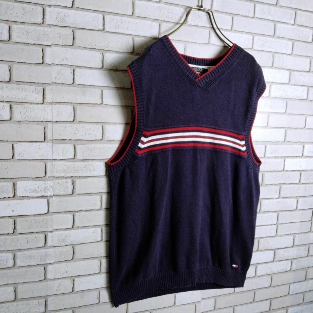 TOMMY HILFIGER(トミーヒルフィガー)のトミーヒルフィガー☆ベスト　チョッキ　コットンニット　ボーダー　紺　赤　白 メンズのトップス(ベスト)の商品写真