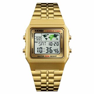 30m防水 ダイバーズウォッチ デジタル腕時計 スポーツジョギング ゴールド金T(腕時計(デジタル))