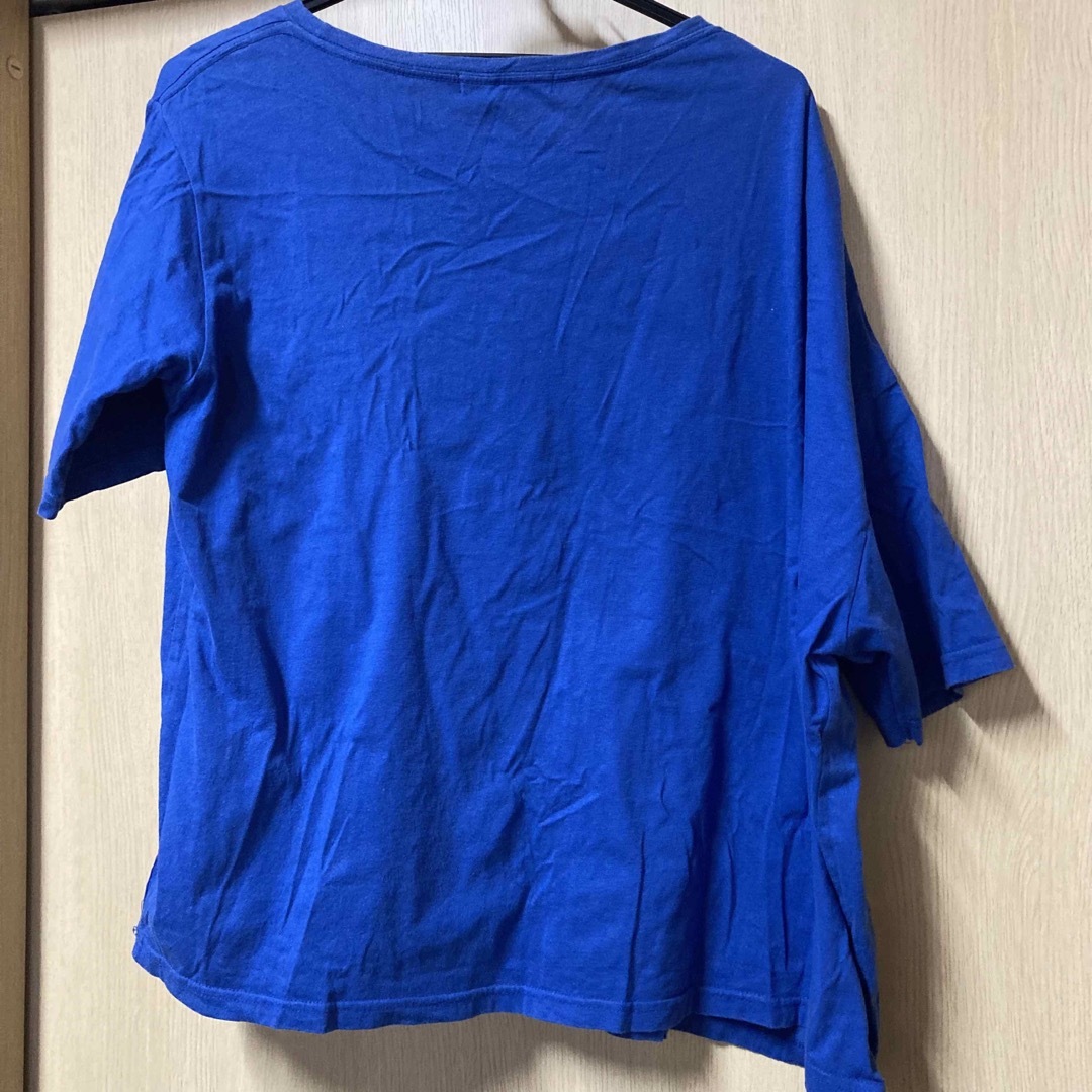 AZUL by moussy(アズールバイマウジー)のazul by moussy 変形ドルマン カットソー トップス ブルー 中古 レディースのトップス(カットソー(半袖/袖なし))の商品写真