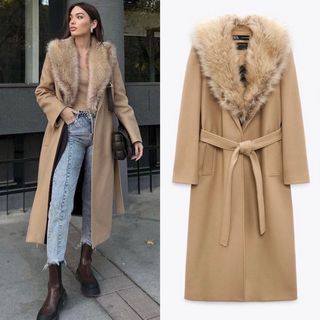 ザラ(ZARA)の新品 ZARA ロングプレミアム ウールブレンドコート Mサイズ(ロングコート)