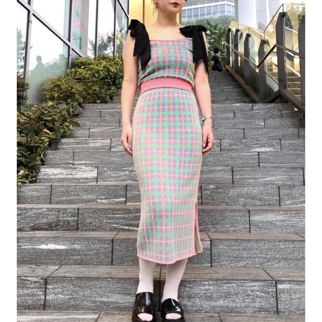 PAMEO POSE(パメオポーズ)のPAMEO POSE Plaid Knit Skirt レディースのスカート(ロングスカート)の商品写真