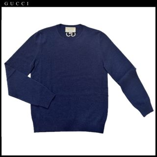 グッチ(Gucci)の新品グッチGUCCIメンズ　カシミア100％クルーネックセーター濃紺M(ニット/セーター)