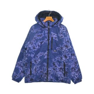 STUSSY - STUSSY ステューシー ダウンジャケット/ダウンベスト M 青紫x黒(総柄) 【古着】【中古】