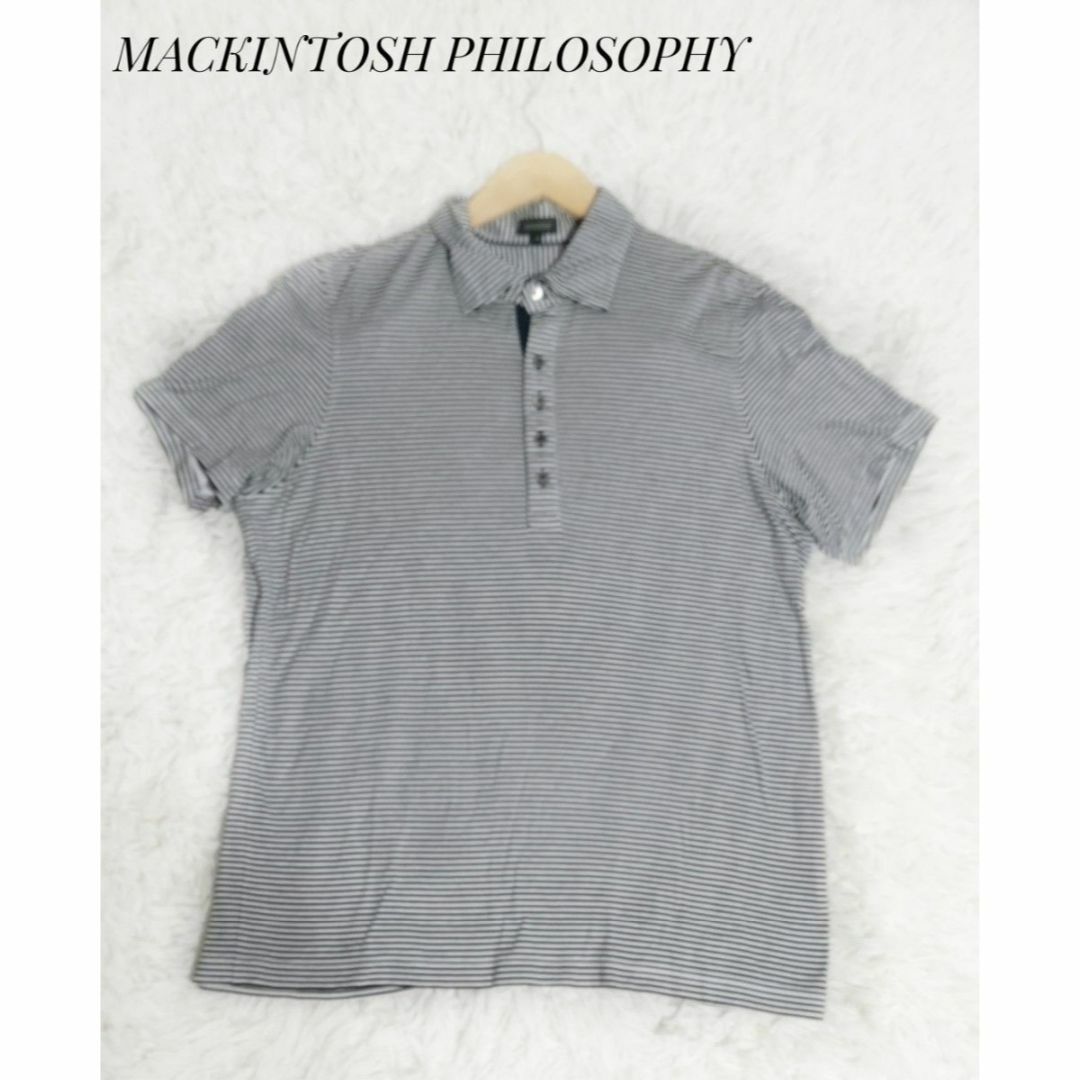 MACKINTOSH PHILOSOPHY(マッキントッシュフィロソフィー)のMACKINTOSH PHILOSOPHY　半袖ポロシャツ　ボーダー　Ｍサイズ メンズのトップス(ポロシャツ)の商品写真
