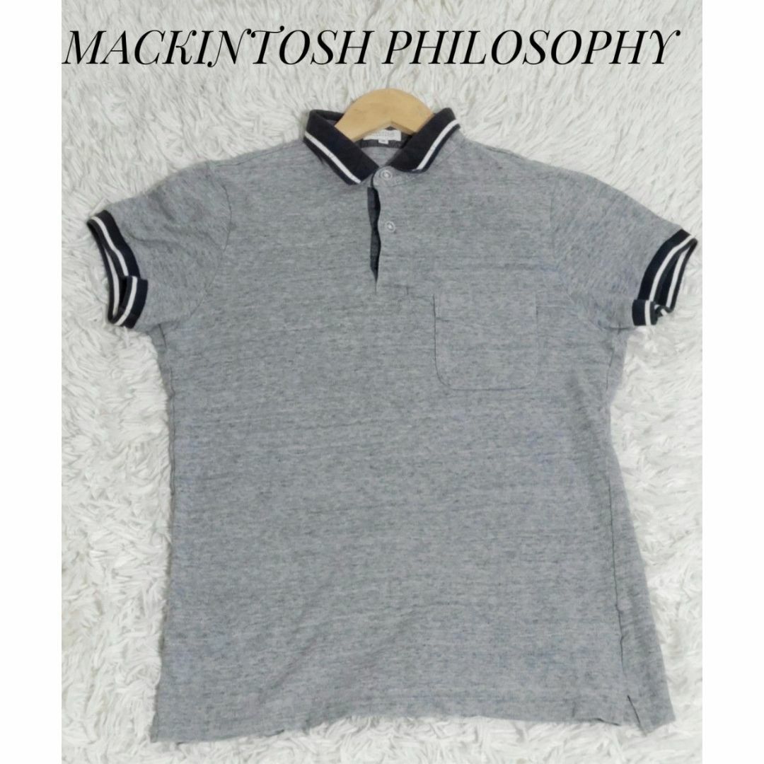 MACKINTOSH PHILOSOPHY(マッキントッシュフィロソフィー)のMACKINTOSH PHILOSOPHY　半袖ポロシャツ　グレー　柄　Ｍサイズ メンズのトップス(ポロシャツ)の商品写真