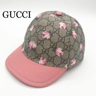 グッチ(Gucci)の【極美品】GUCCI キャップ GG柄 花 フラワー 帽子 ピンク(帽子)