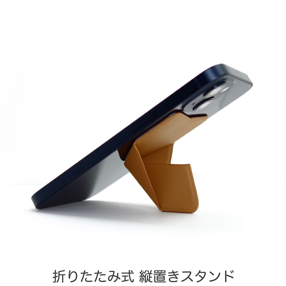 スマホに貼る 折り畳み スマホスタンド スマホグリップ ワイヤレス充電 キャメル スマホ/家電/カメラのスマホアクセサリー(その他)の商品写真