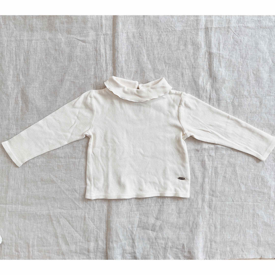 petit main(プティマイン)のプティマイン　オーガニックコットン 裏起毛 ハイネックTシャツ　ホワイト100 キッズ/ベビー/マタニティのキッズ服女の子用(90cm~)(Tシャツ/カットソー)の商品写真