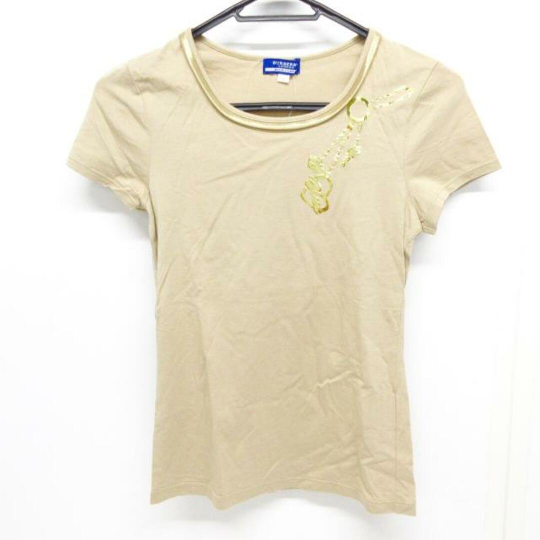 BURBERRY BLUE LABEL(バーバリーブルーレーベル)のBurberry Blue Label(バーバリーブルーレーベル) 半袖Tシャツ サイズ38 M レディース美品  - ベージュ×ゴールド クルーネック レディースのトップス(Tシャツ(半袖/袖なし))の商品写真