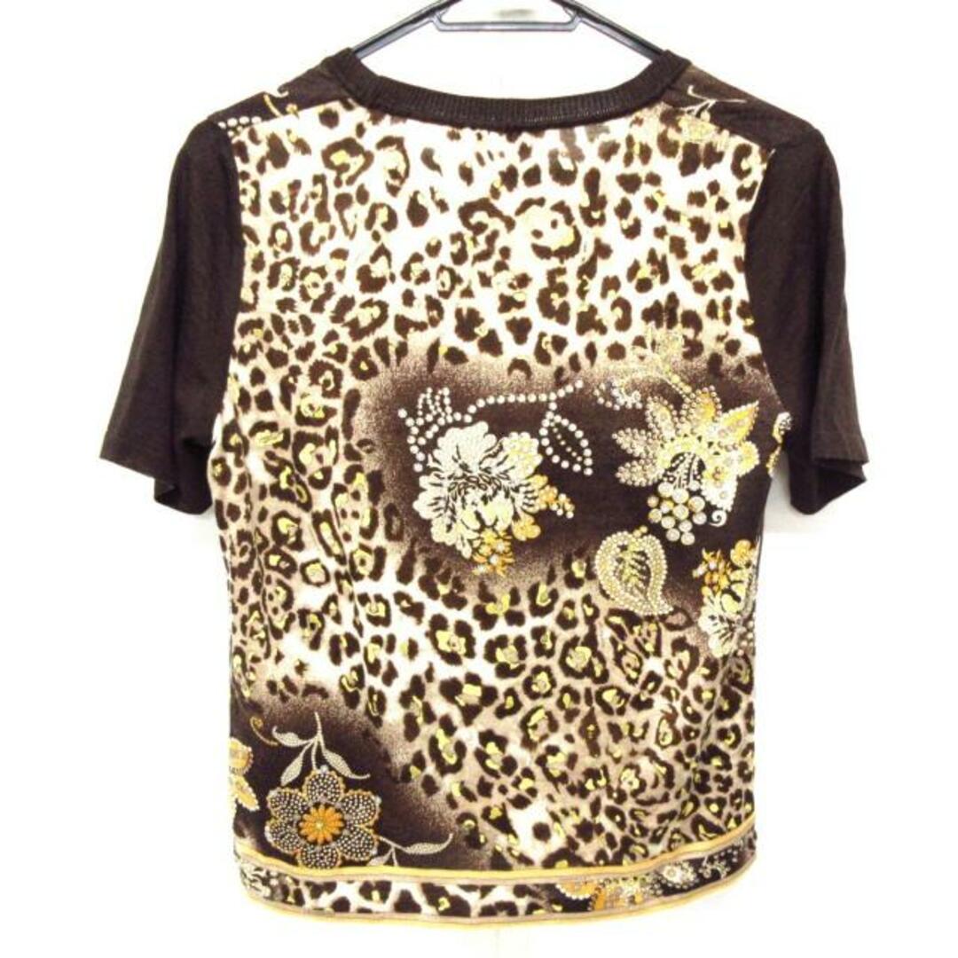 LEONARD(レオナール)のLEONARD(レオナール) 半袖Tシャツ サイズLL レディース - ダークブラウン×ベージュ×マルチ 豹柄/花柄 レディースのトップス(Tシャツ(半袖/袖なし))の商品写真