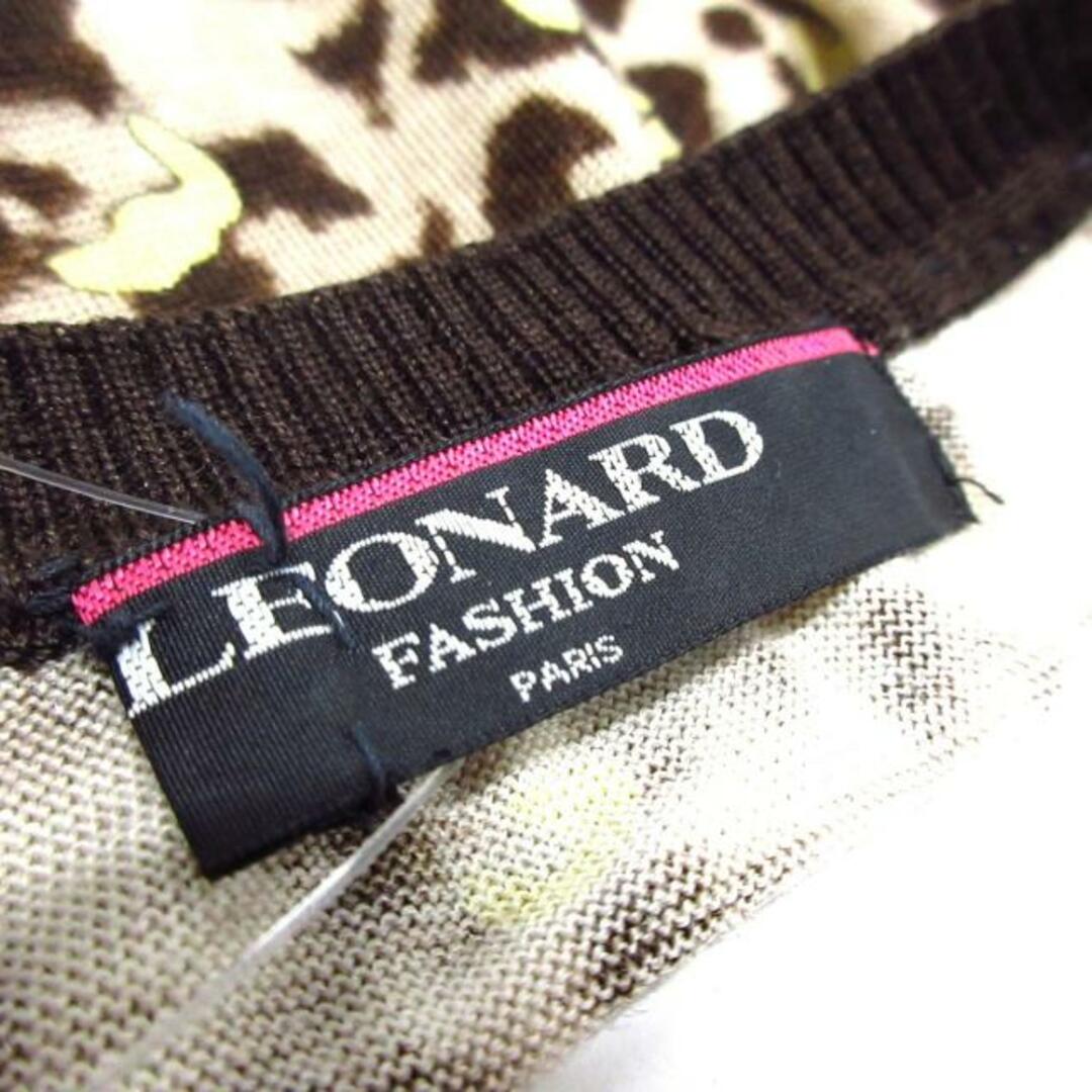 LEONARD(レオナール)のLEONARD(レオナール) 半袖Tシャツ サイズLL レディース - ダークブラウン×ベージュ×マルチ 豹柄/花柄 レディースのトップス(Tシャツ(半袖/袖なし))の商品写真