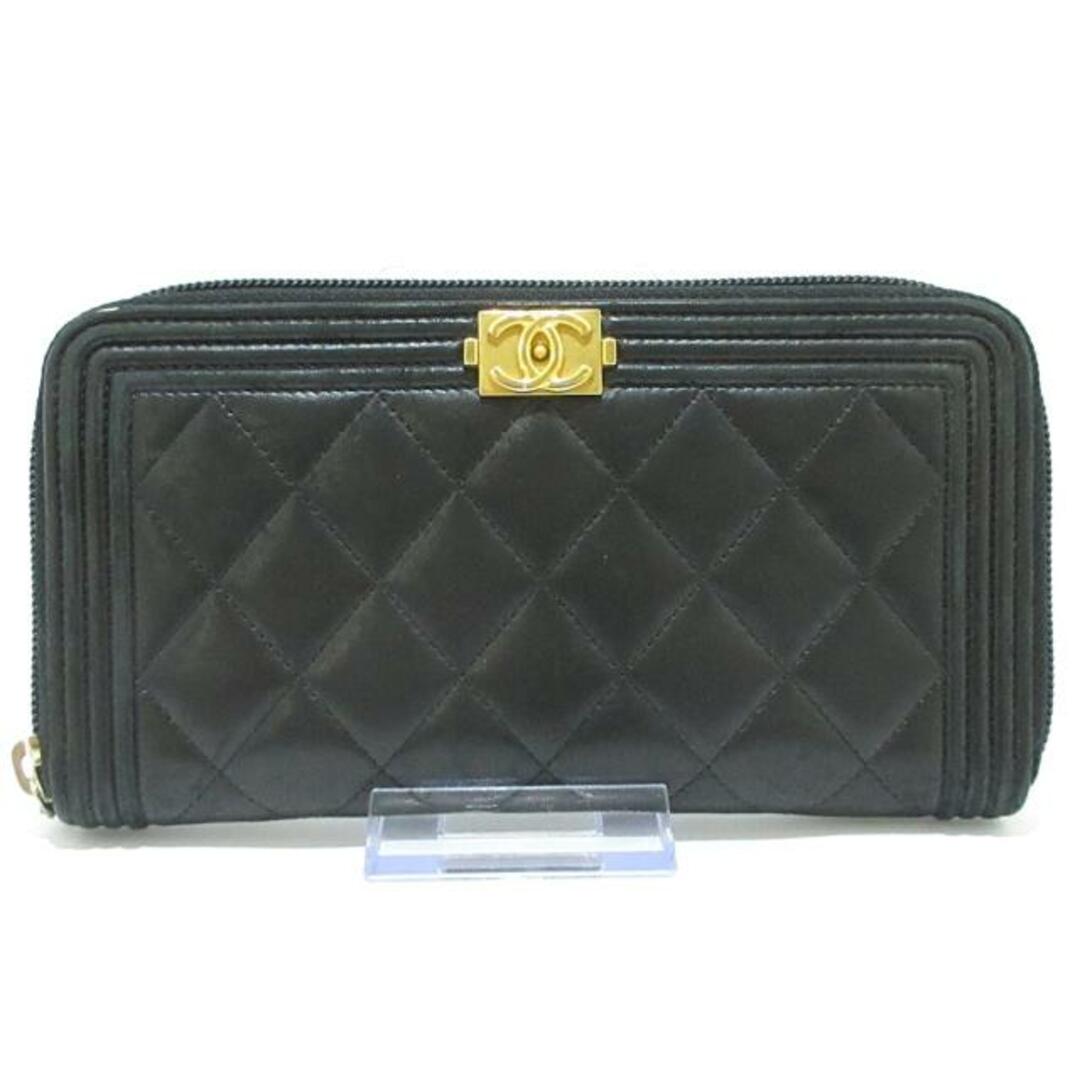 CHANEL(シャネル) 長財布 ボーイシャネル A80288 黒 ゴールド金具/ラウンドファスナー ラムスキン