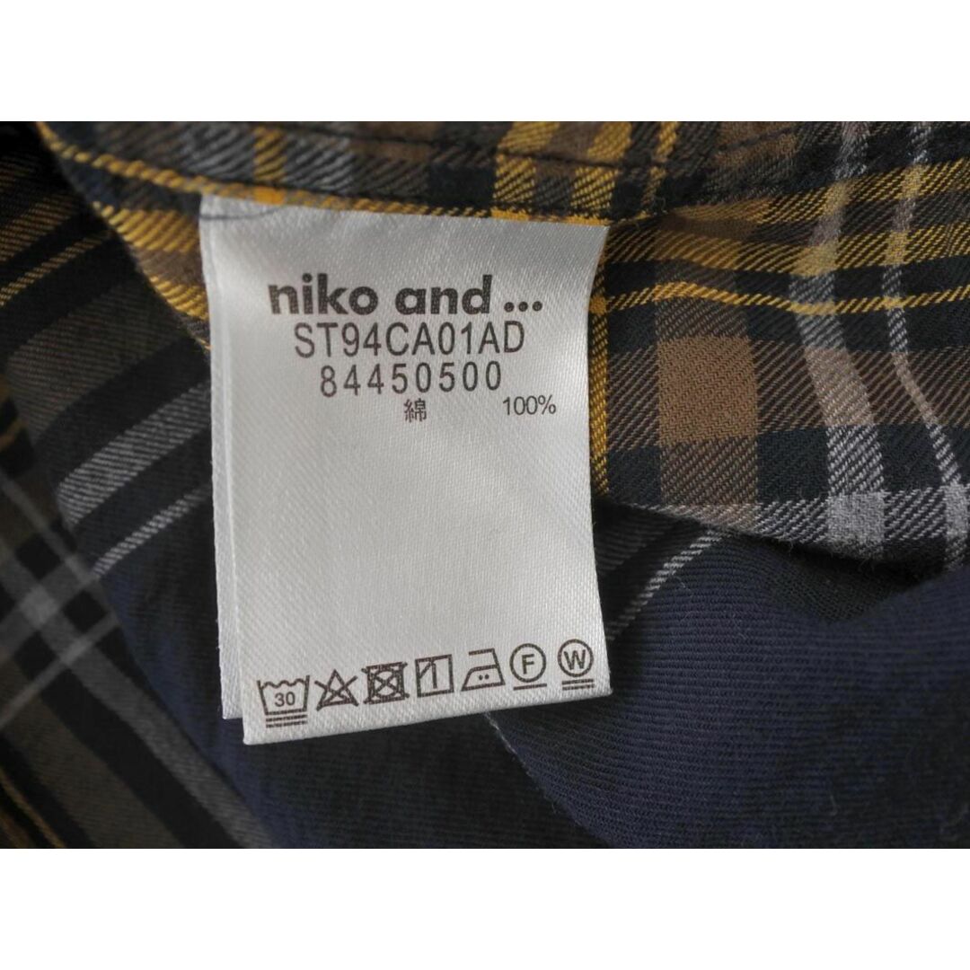 niko and...(ニコアンド)のniko and ニコ アンド ワイヤーカラー チェック ネル シャツ size4/紺x黄 ◇■ レディース レディースのトップス(シャツ/ブラウス(長袖/七分))の商品写真