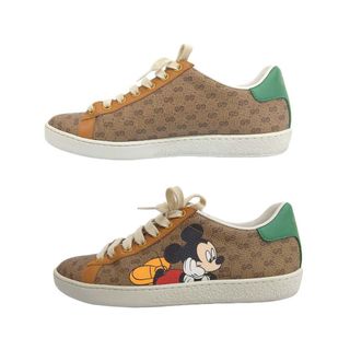 グッチ(Gucci)のグッチ ディズニー コラボ ミッキーマウス GG スニーカー 604049 レディース ベージュ GUCCI 【中古】 【アパレル・小物】(スニーカー)