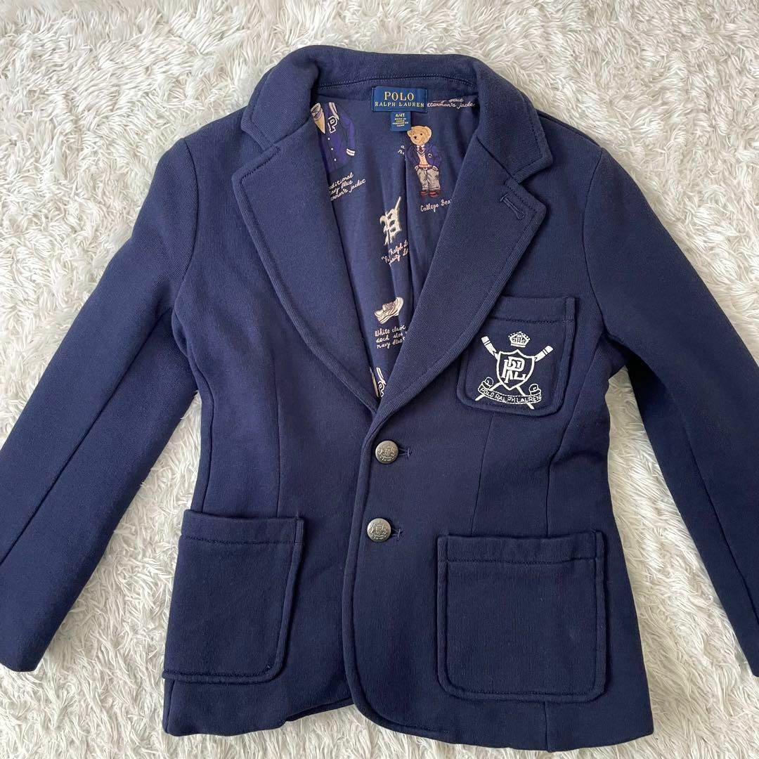 POLO RALPH LAUREN(ポロラルフローレン)の良品! ラルフローレン　紺ブレ　キッズ　ネイビー　ポロベア　ワッペン　110cm キッズ/ベビー/マタニティのキッズ服男の子用(90cm~)(ジャケット/上着)の商品写真