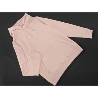 アバクロンビーアンドフィッチ(Abercrombie&Fitch)のAbercrombie & Fitch アバクロンビー＆フィッチ 裏起毛 ペイント柄 フロッキーロゴ プリント プルオーバー パーカー sizeM/ピンク ◇■ レディース(パーカー)