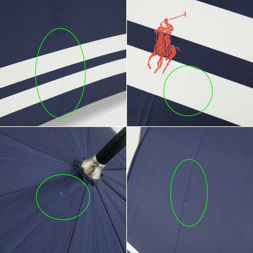 POLO RALPH LAUREN(ポロラルフローレン)の傘 Polo Ralph Lauren ポロラルフローレン USED美品 ネイビー ボーダー ポロ 高級 ジャンプ 60cm KR S0318 レディースのファッション小物(傘)の商品写真