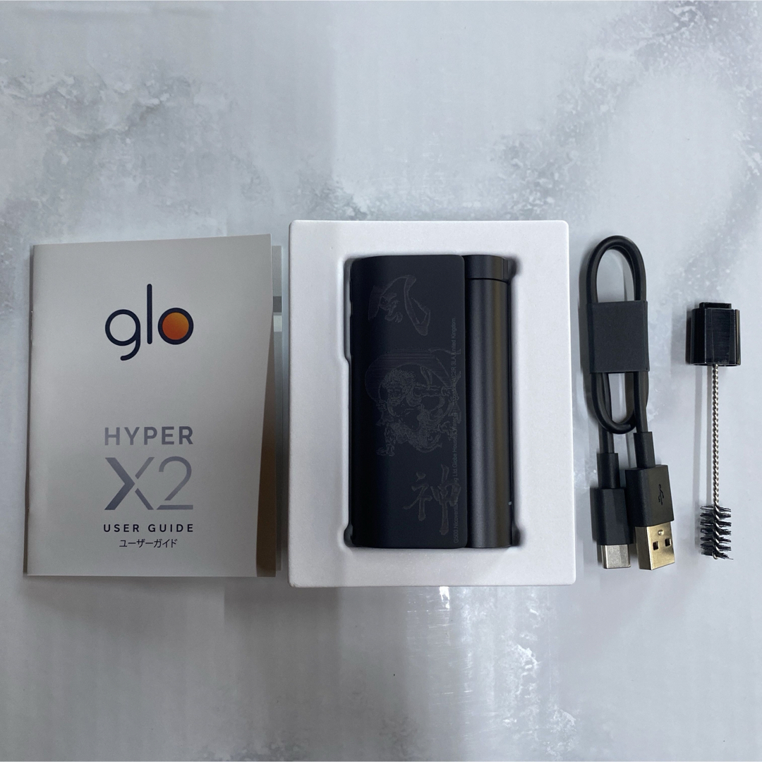 glo(グロー)の風神 雷神 レーザー加工 glo hyper X2 グローハイパー 本体 黒 メンズのファッション小物(タバコグッズ)の商品写真