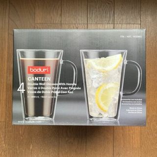 ボダム(bodum)のボダム ダブルウォールグラス ハンドル付 400ml×4個  新品 未使用(グラス/カップ)