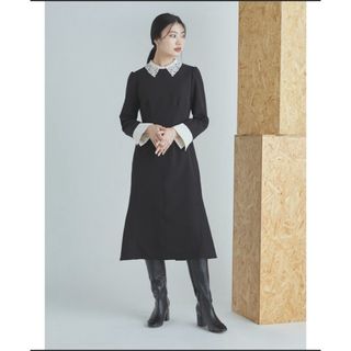 セルフォード(CELFORD)のCELFORD 刺繍カラータイトワンピース BLACK/36(ロングワンピース/マキシワンピース)