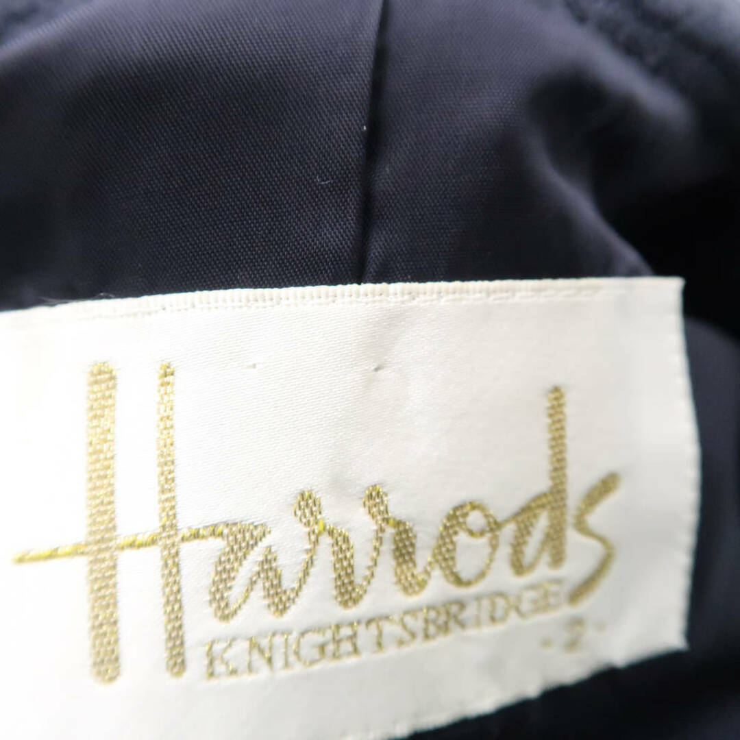 Harrods(ハロッズ)の美品 Harrods ハロッズ ジャケット&フレアスカート 2(Mサイズ相当） 綿、レーヨン コットン スーツ セットアップ 長袖 紺 レディース AU2440A73  レディースのジャケット/アウター(ロングコート)の商品写真