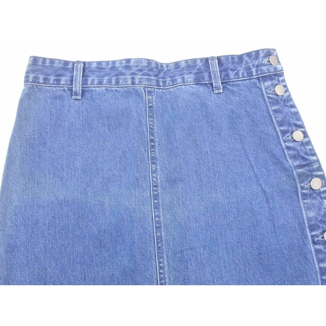 AZUL ENCANTO アズールエンカント ボタンフライ ロング Aライン 台形 デニムスカート sizeL/青 ■■ レディース レディースのスカート(ロングスカート)の商品写真