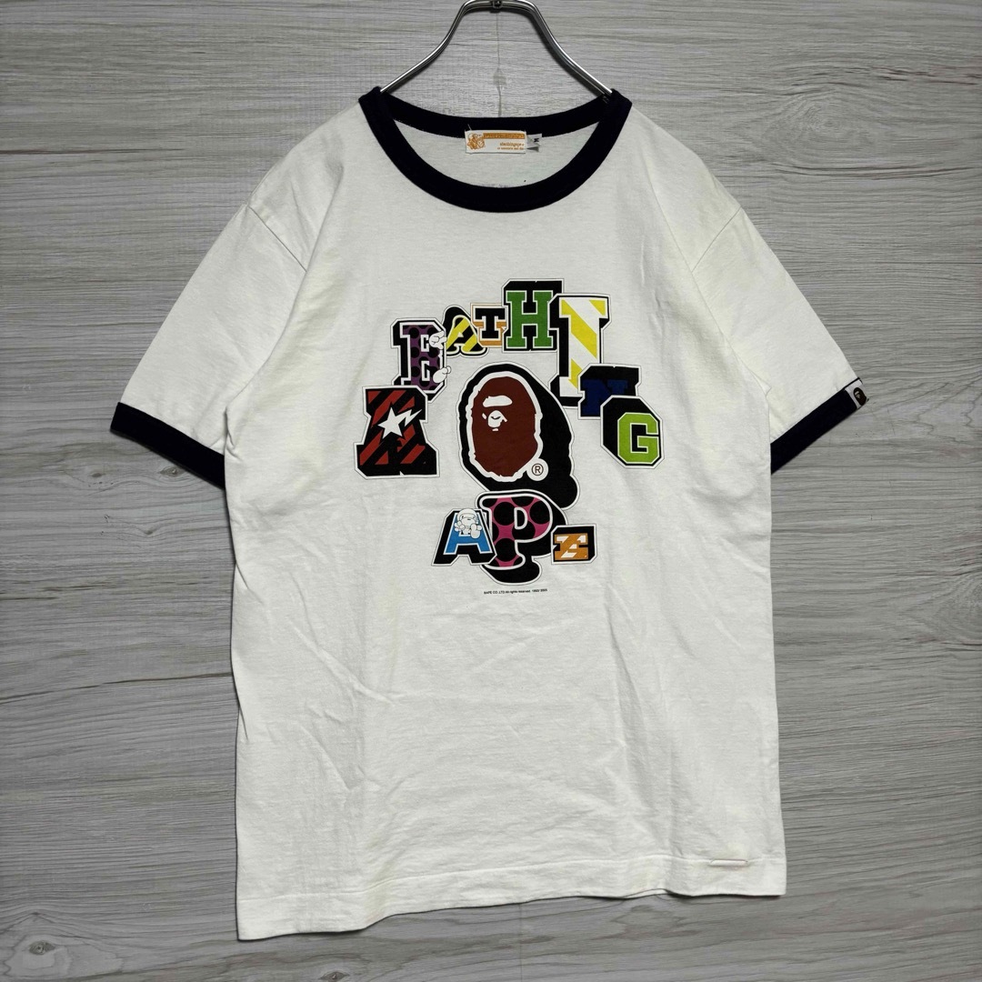 A BATHING APE(アベイシングエイプ)の【入手困難】アベイシングエイプ　Tシャツ　リンガー　両面デザイン　アーチロゴ メンズのトップス(Tシャツ/カットソー(半袖/袖なし))の商品写真