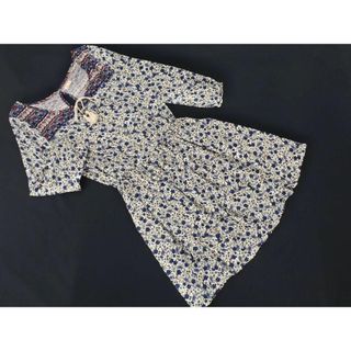 ホリスター(Hollister)のHollister ホリスター 花柄 切替 ウエストギャザー ワンピース sizeL/白ｘ紺 ■◆ レディース(ミニワンピース)