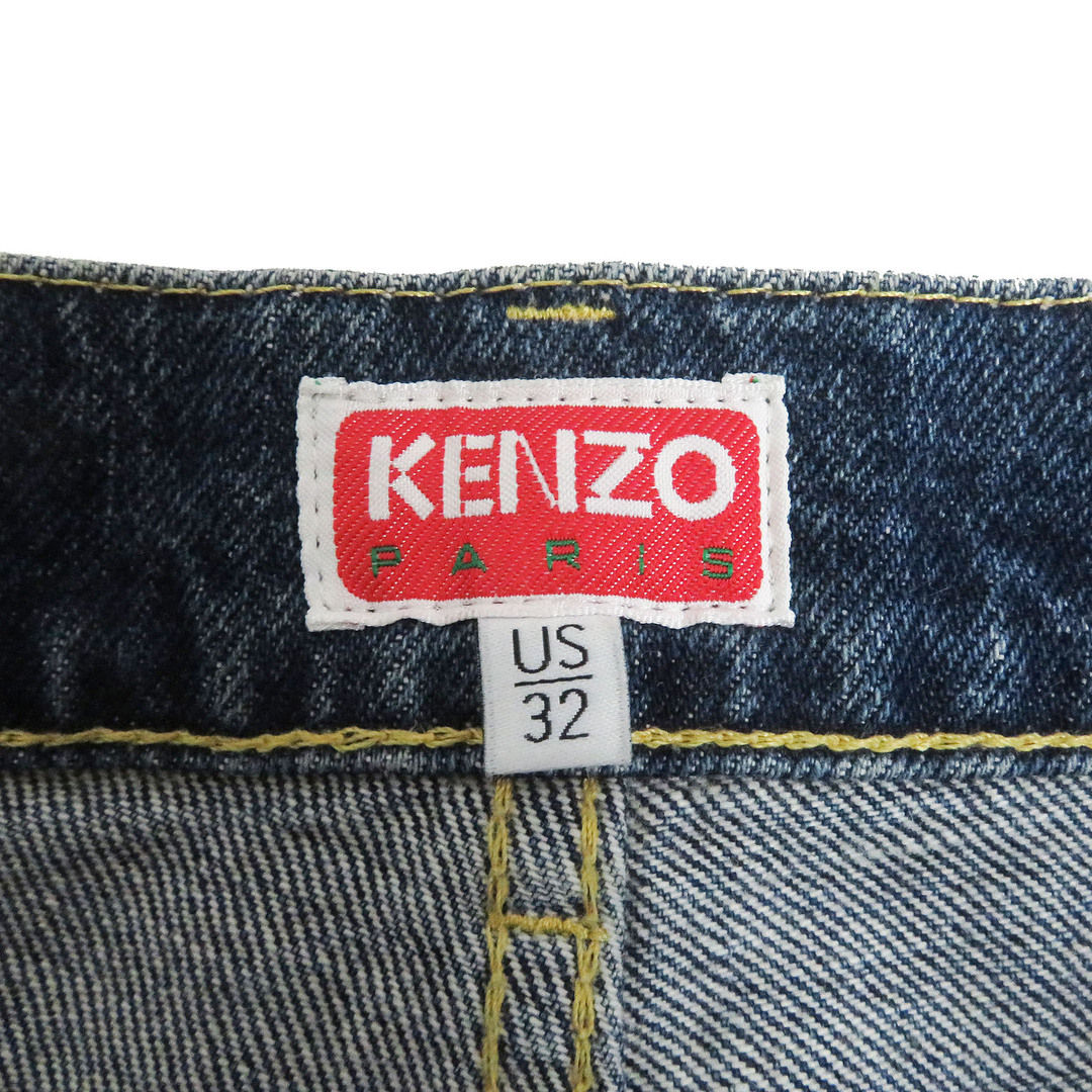 KENZO(ケンゾー)の極美品 KENZO ケンゾー 22SS FC55DV301CEI コットン ボケフラワー 刺繍 ロゴレザーパッチ ジーンズ デニムパンツ インディゴブルー 32 正規品 メンズ メンズのトップス(ジャージ)の商品写真