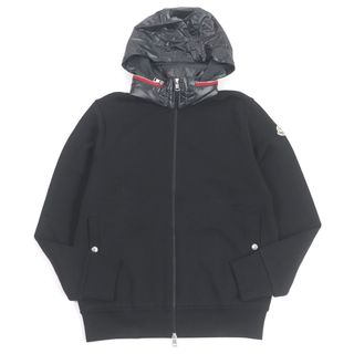 モンクレール(MONCLER)の未使用品 MONCLER モンクレール 23SS FELPA CON ZIP コットン フード入り ロゴワッペン ブルゾン ジップジャケット パーカー ブラック S 正規品 メンズ(パーカー)