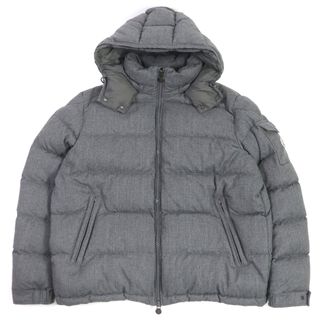 モンクレール(MONCLER)の美品 MONCLER モンクレール 18-19AW MONTGENEVRE ウール WZIP ロゴワッペン フーデッド ダウンジャケット グレー 7 正規品 メンズ(ダウンジャケット)