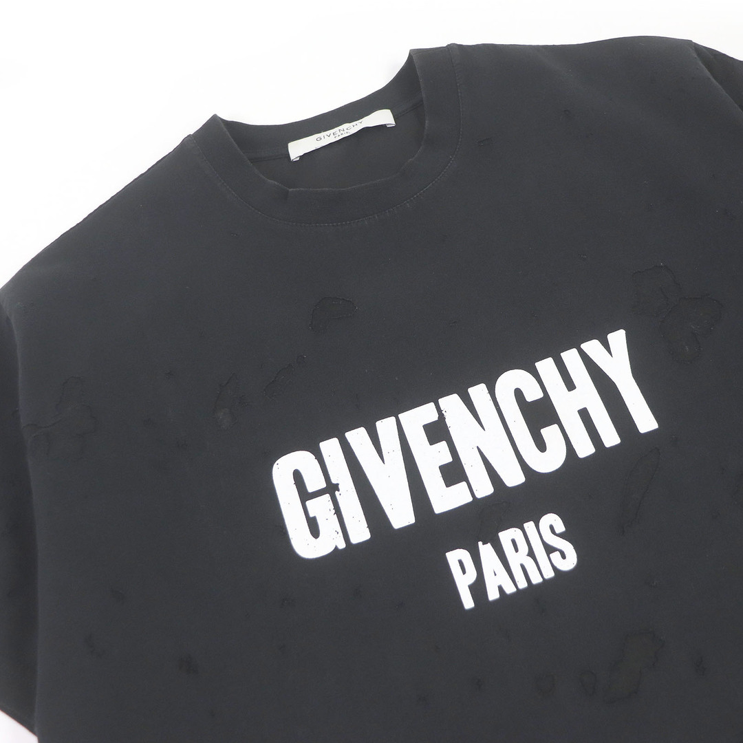 GIVENCHY(ジバンシィ)の美品 GIVENCHY ジバンシィ 19SS BM70383Y0B コットン デストロイ加工 ロゴプリント 半袖Ｔシャツ ブラック XS イタリア製 正規品 メンズ メンズのトップス(Tシャツ/カットソー(半袖/袖なし))の商品写真