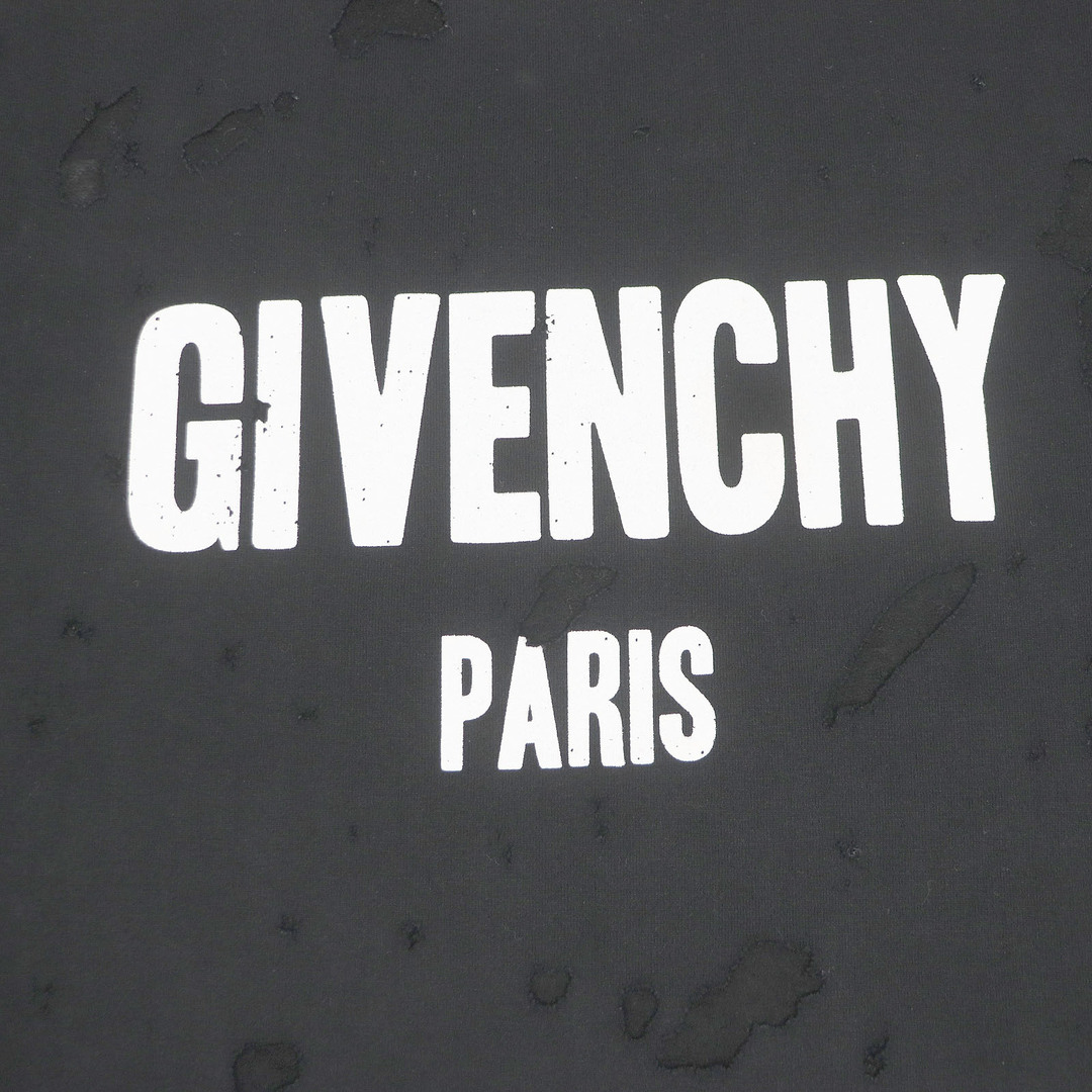 GIVENCHY(ジバンシィ)の美品 GIVENCHY ジバンシィ 19SS BM70383Y0B コットン デストロイ加工 ロゴプリント 半袖Ｔシャツ ブラック XS イタリア製 正規品 メンズ メンズのトップス(Tシャツ/カットソー(半袖/袖なし))の商品写真