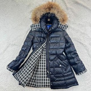 バーバリーブルーレーベル(BURBERRY BLUE LABEL)の【美品】バーバリーブルーレーベル ダウンコート ロング丈 ノバチェック 38(ダウンコート)