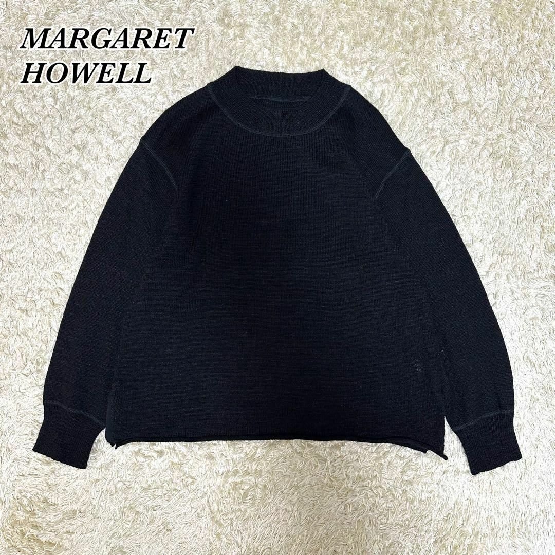 MARGARET HOWELL(マーガレットハウエル)のMARGARET HOWELL リネン混 プルオーバー ニット セーター 黒 レディースのトップス(ニット/セーター)の商品写真