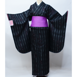 二尺袖着物 単品 仕立て上がり 合繊 香乃逢 黒地 卒業式 NO34447-4(振袖)