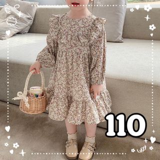 子供服　春物ワンピース　花柄ワンピース　フレアワンピース　女の子　110(ワンピース)