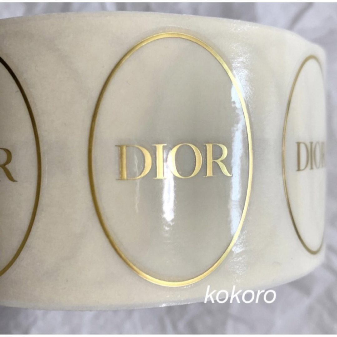 Dior(ディオール)のディオール ラッピング用シール ステッカー 20枚 楕円形 クリア×ゴールドロゴ インテリア/住まい/日用品のオフィス用品(ラッピング/包装)の商品写真