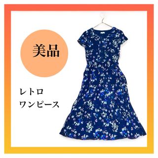 シマムラ(しまむら)の極美品 しまむら レトロ柄ワンピース シフォンワンピース 総柄ワンピース(ロングワンピース/マキシワンピース)