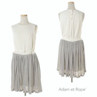 アダムエロぺ(Adam et Rope')のダブルクロス バイカラー ドレス ワンピース(ひざ丈ワンピース)