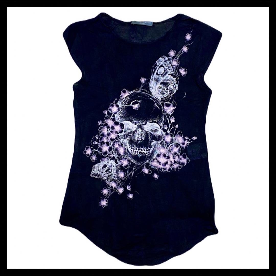 Alexander McQueen(アレキサンダーマックイーン)のAlexander McQueen 髑髏 蝶々 桜 Tシャツ スカル TOPS レディースのトップス(Tシャツ(半袖/袖なし))の商品写真