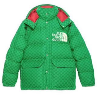 グッチ(Gucci)の新品Ｌ　GUCCI x THE NORTH FACE GG柄 希少グリーン(ダウンジャケット)