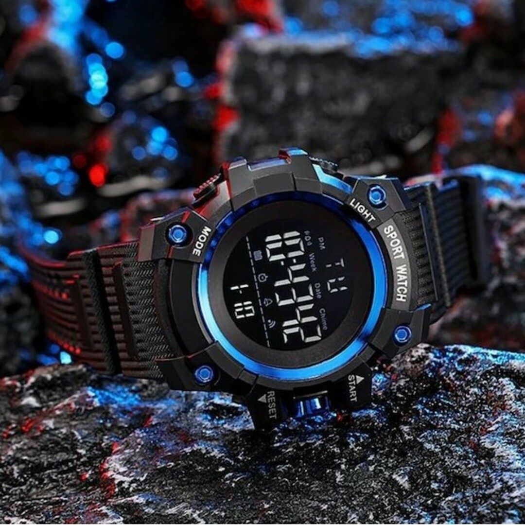 1080 T0487 腕時計 デジタルウォッチ 多機能 黒/青 メンズの時計(腕時計(デジタル))の商品写真