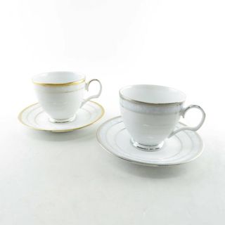 ノリタケ(Noritake)の未使用 Noritake ノリタケ ハンプシャーゴールド＆プラチナ カップ＆ソーサー 2客 ペア ティー コーヒー SM1809X (グラス/カップ)