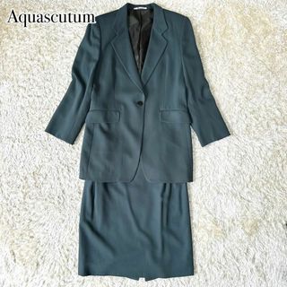 AQUA SCUTUM - Aquascutum 1つボタン スカート スーツ セットアップ グリーン