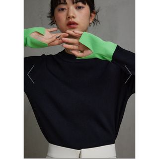 アズールバイマウジー(AZUL by moussy)の【AZUL by moussy】カラーカフブロックニットトップス(ニット/セーター)