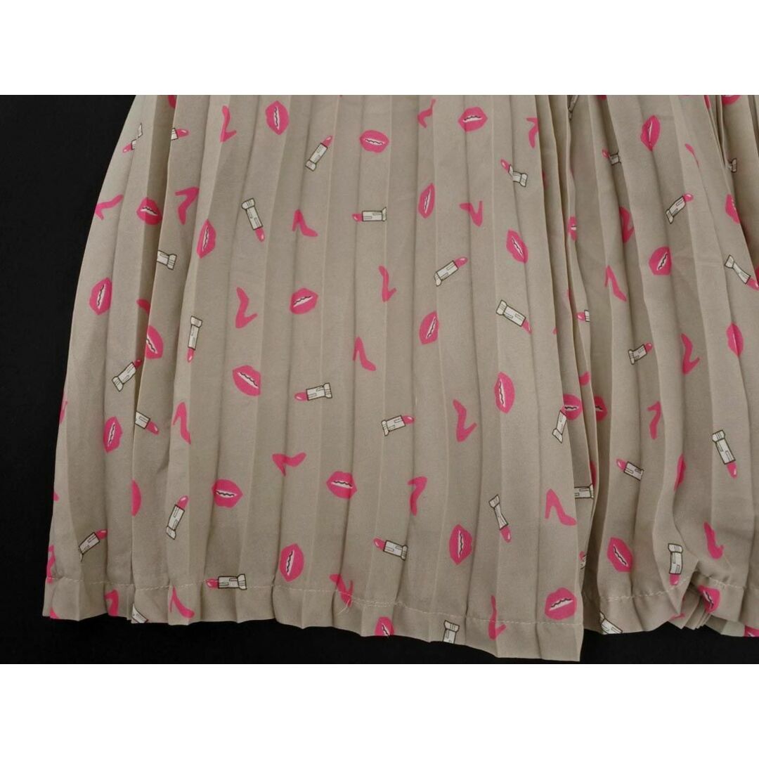 KARINE キャリーヌ リップ ハイヒール 総柄 プリーツ スカート sizeF/グレージュ ■■ レディース レディースのスカート(ロングスカート)の商品写真