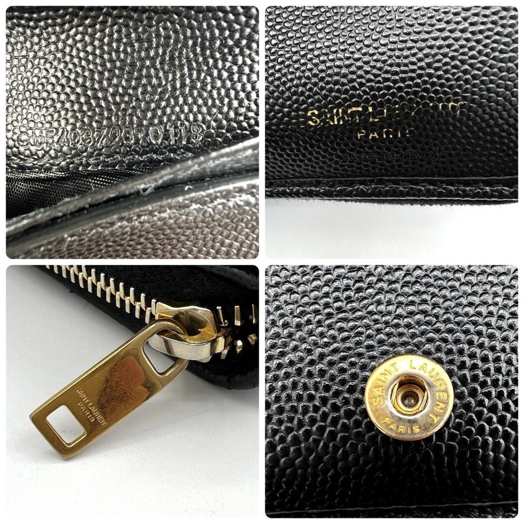 Saint Laurent(サンローラン)の美品！サンローラン　パリ　Vステッチ　YSL  コンパクト　折り財布　ブラック レディースのファッション小物(財布)の商品写真